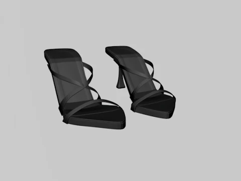 Pointy-Toe Triple-Straps Spool-Heel Stiletto Sandals 01 3D Model
