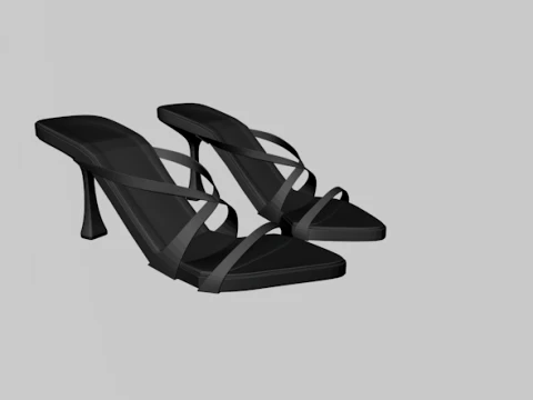 Pointy-Toe Triple-Straps Spool-Heel Stiletto Sandals 01 3D Model