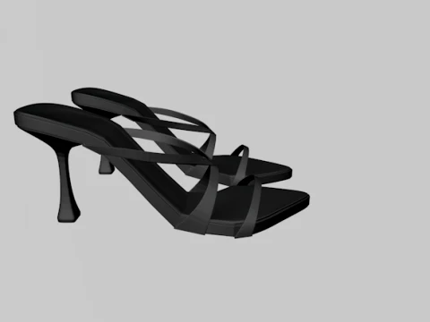 Pointy-Toe Triple-Straps Spool-Heel Stiletto Sandals 01 3D Model