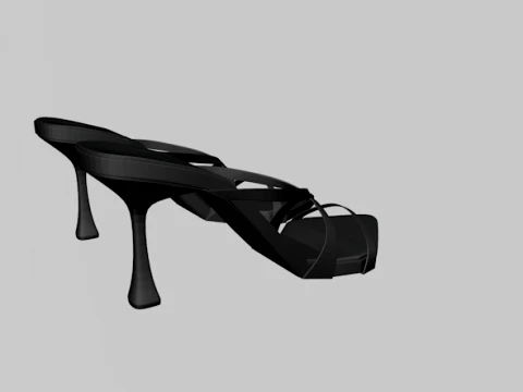Pointy-Toe Triple-Straps Spool-Heel Stiletto Sandals 01 3D Model