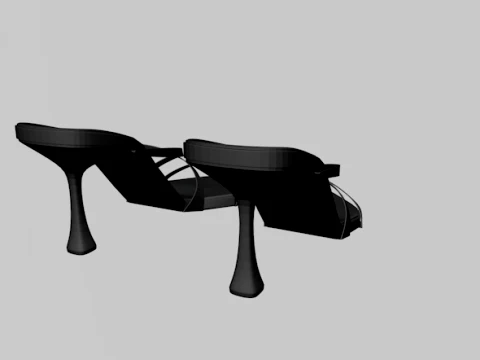 Pointy-Toe Triple-Straps Spool-Heel Stiletto Sandals 01 3D Model