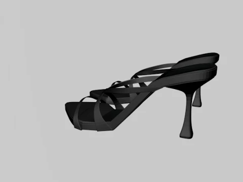 Pointy-Toe Triple-Straps Spool-Heel Stiletto Sandals 01 3D Model