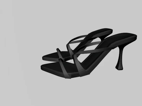 Pointy-Toe Triple-Straps Spool-Heel Stiletto Sandals 01 3D Model