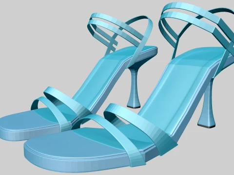 Round-Toe Ankle-Strap Spool-Heel Stiletto Sandals 09 3D Model