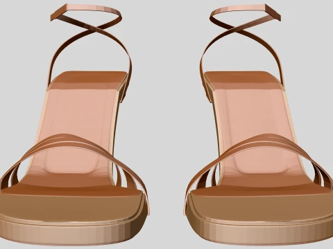 Round-Toe Ankle-Strap Spool-Heel Stiletto Sandals 10 3D Model