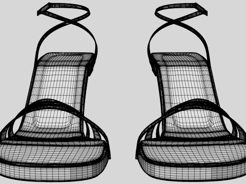 Round-Toe Ankle-Strap Spool-Heel Stiletto Sandals 10 3D Model