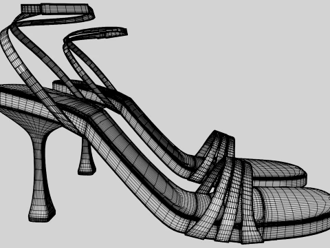 Round-Toe Ankle-Strap Spool-Heel Stiletto Sandals 10 3D Model