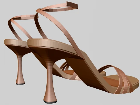 Round-Toe Ankle-Strap Spool-Heel Stiletto Sandals 10 3D Model