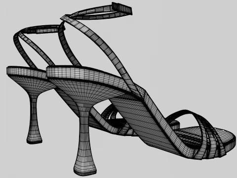Round-Toe Ankle-Strap Spool-Heel Stiletto Sandals 10 3D Model