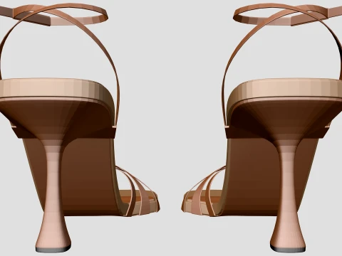 Round-Toe Ankle-Strap Spool-Heel Stiletto Sandals 10 3D Model