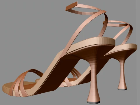 Round-Toe Ankle-Strap Spool-Heel Stiletto Sandals 10 3D Model
