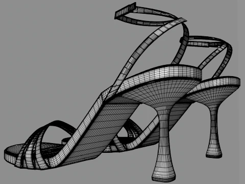 Round-Toe Ankle-Strap Spool-Heel Stiletto Sandals 10 3D Model