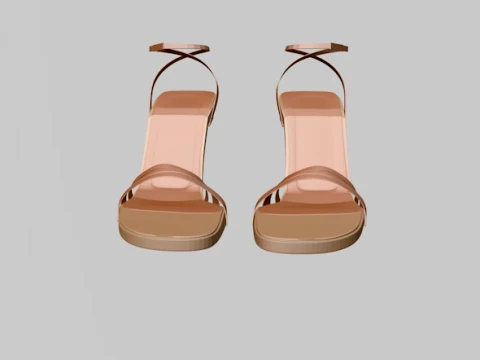 Round-Toe Ankle-Strap Spool-Heel Stiletto Sandals 10 3D Model