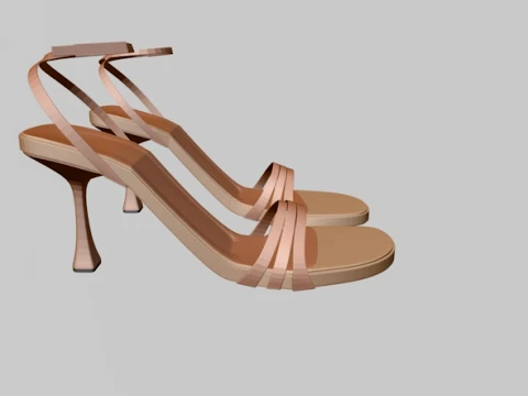 Round-Toe Ankle-Strap Spool-Heel Stiletto Sandals 10 3D Model
