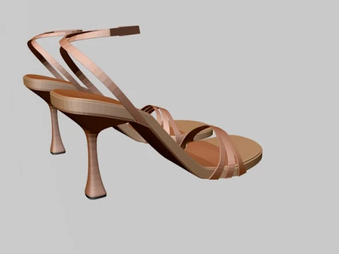 Round-Toe Ankle-Strap Spool-Heel Stiletto Sandals 10 3D Model
