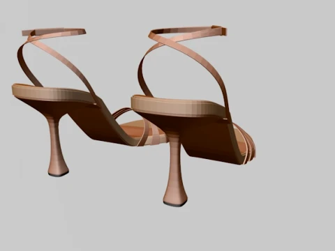 Round-Toe Ankle-Strap Spool-Heel Stiletto Sandals 10 3D Model