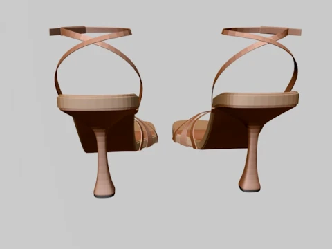 Round-Toe Ankle-Strap Spool-Heel Stiletto Sandals 10 3D Model