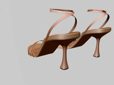 Round-Toe Ankle-Strap Spool-Heel Stiletto Sandals 10 3D Model