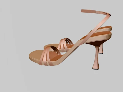 Round-Toe Ankle-Strap Spool-Heel Stiletto Sandals 10 3D Model