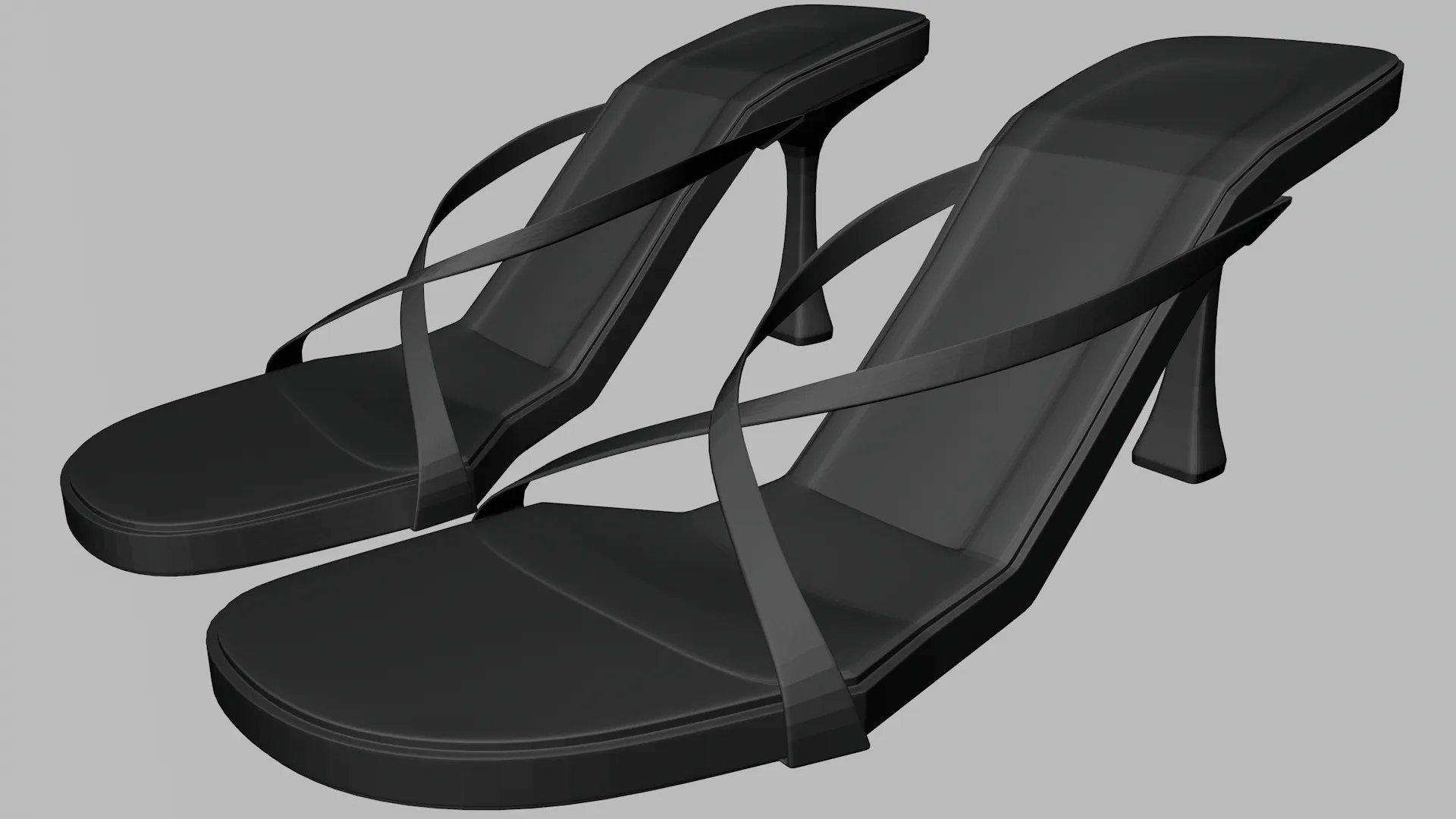 Round-Toe Double-Straps Spool-Heel Stiletto Sandals 03 3D Model .c4d .max .obj .3ds .fbx .stl .blend