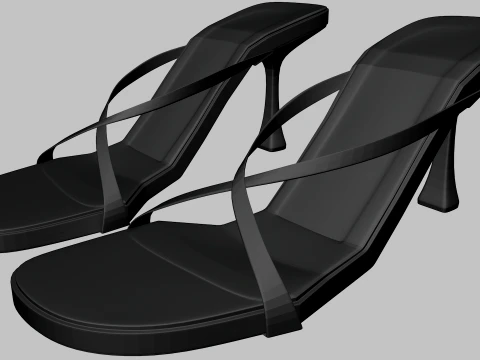 Round-Toe Double-Straps Spool-Heel Stiletto Sandals 03 3D Model
