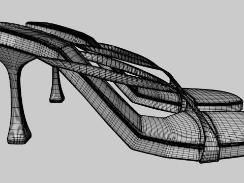 Round-Toe Double-Straps Spool-Heel Stiletto Sandals 03 3D Model