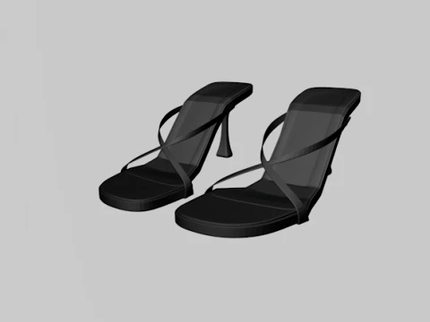 Round-Toe Double-Straps Spool-Heel Stiletto Sandals 03 3D Model