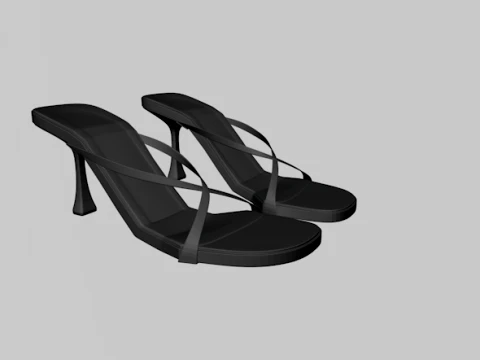 Round-Toe Double-Straps Spool-Heel Stiletto Sandals 03 3D Model