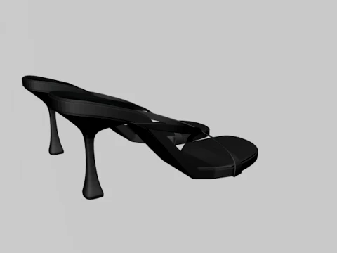 Round-Toe Double-Straps Spool-Heel Stiletto Sandals 03 3D Model