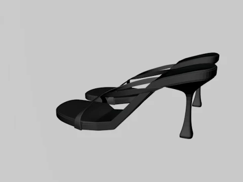 Round-Toe Double-Straps Spool-Heel Stiletto Sandals 03 3D Model