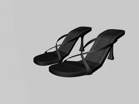 Round-Toe Double-Straps Spool-Heel Stiletto Sandals 03 3D Model