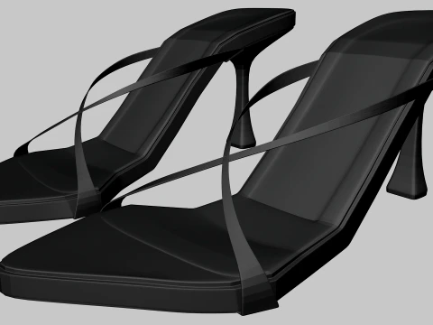 Pointy-Toe Double-Straps Spool-Heel Stiletto Sandals 01 3D Model