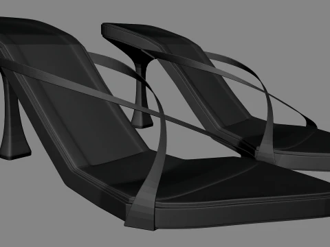 Pointy-Toe Double-Straps Spool-Heel Stiletto Sandals 01 3D Model