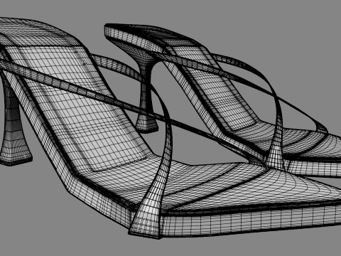 Pointy-Toe Double-Straps Spool-Heel Stiletto Sandals 01 3D Model