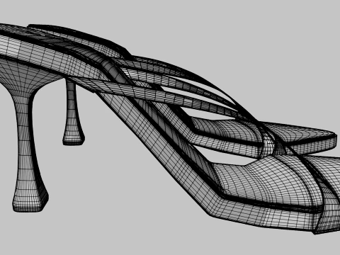 Pointy-Toe Double-Straps Spool-Heel Stiletto Sandals 01 3D Model