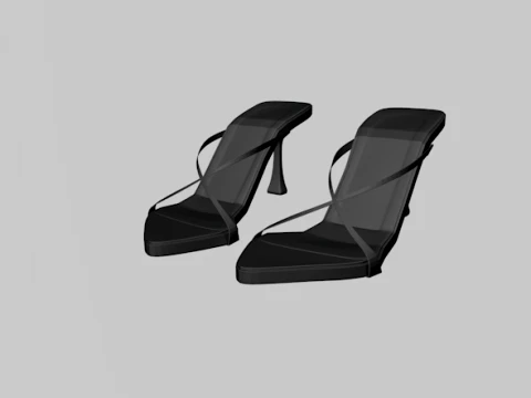 Pointy-Toe Double-Straps Spool-Heel Stiletto Sandals 01 3D Model