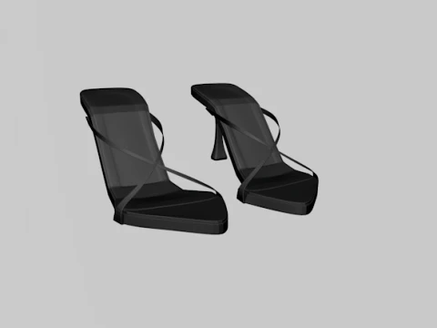 Pointy-Toe Double-Straps Spool-Heel Stiletto Sandals 01 3D Model