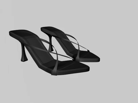 Pointy-Toe Double-Straps Spool-Heel Stiletto Sandals 01 3D Model