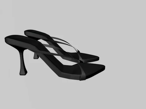 Pointy-Toe Double-Straps Spool-Heel Stiletto Sandals 01 3D Model