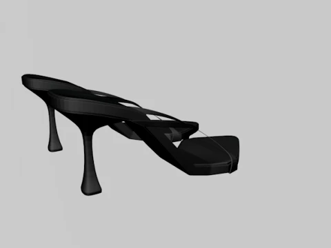 Pointy-Toe Double-Straps Spool-Heel Stiletto Sandals 01 3D Model