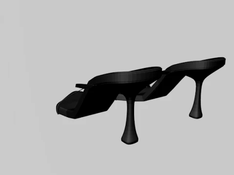Pointy-Toe Double-Straps Spool-Heel Stiletto Sandals 01 3D Model