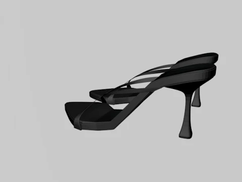 Pointy-Toe Double-Straps Spool-Heel Stiletto Sandals 01 3D Model