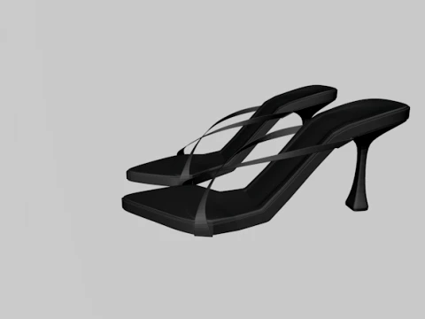 Pointy-Toe Double-Straps Spool-Heel Stiletto Sandals 01 3D Model