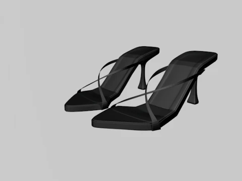 Pointy-Toe Double-Straps Spool-Heel Stiletto Sandals 01 3D Model