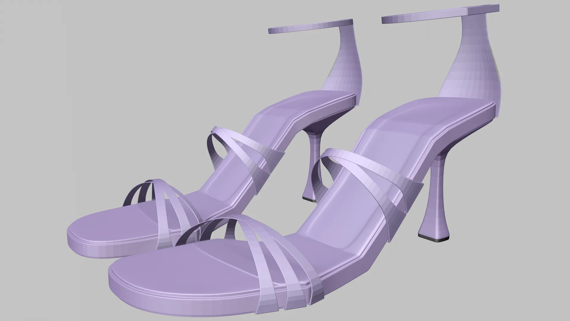 Round-Toe Ankle-Strap Spool-Heel Stiletto Sandals 11 3D Model .c4d .max .obj .3ds .fbx .stl .blend 