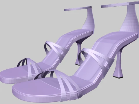 Round-Toe Ankle-Strap Spool-Heel Stiletto Sandals 11 3D Model
