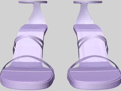 Round-Toe Ankle-Strap Spool-Heel Stiletto Sandals 11 3D Model