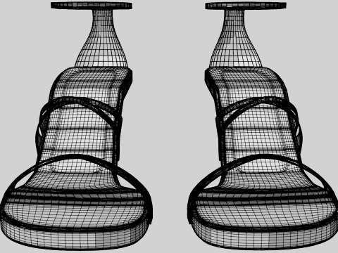 Round-Toe Ankle-Strap Spool-Heel Stiletto Sandals 11 3D Model