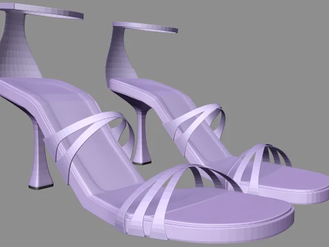 Round-Toe Ankle-Strap Spool-Heel Stiletto Sandals 11 3D Model