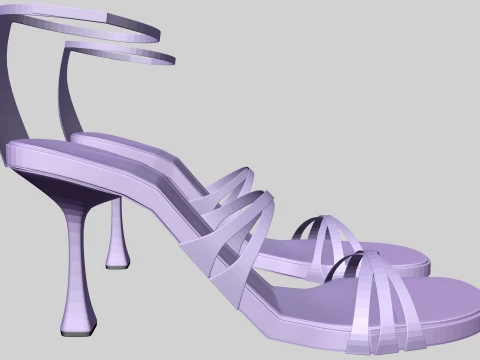 Round-Toe Ankle-Strap Spool-Heel Stiletto Sandals 11 3D Model